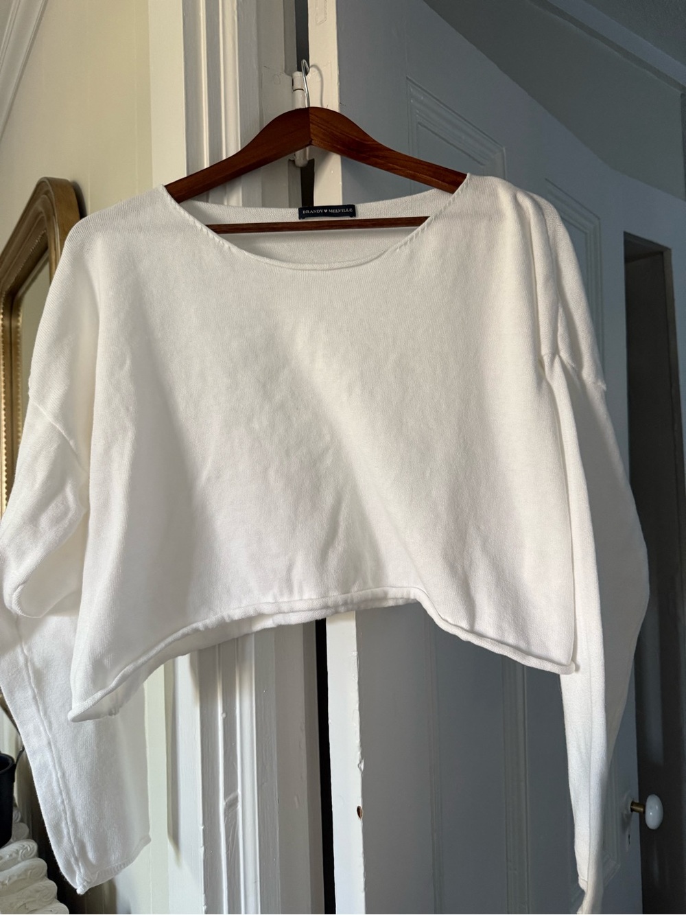 Brandy Melville White Crewneck Cropped Top